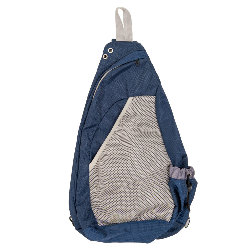 blue and gray disc golf bag exterior for amazon product photography listing