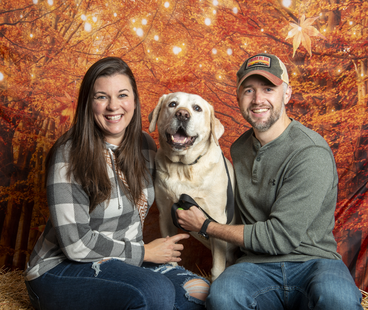 Westerville 4th Friday Halloween Portraits 2023 couple and their dog