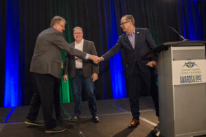 Receiving an award during the event photography coverage for the Conway Family Business Awards 2023