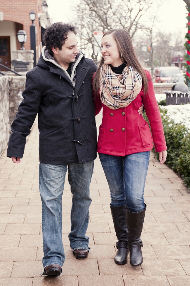 Engagement Photography - Winter couple walking together