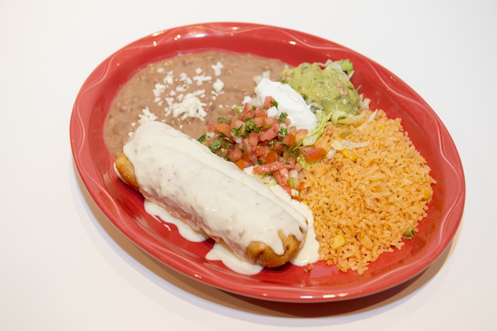 Columbus Ohio Restaurant and Food Photographer Senor Antonios - Cheese Enchilada with Beans and Rice