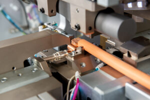 detail of a tech sonic welding machine with metal wire