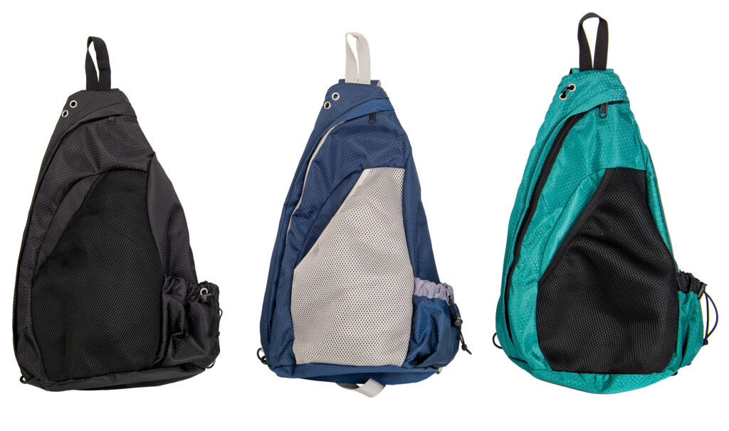 three colors of disc golf bags for amazon product photography listing